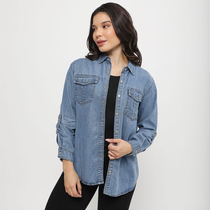 PIONIER - Blusa Denim Mujer Pionier