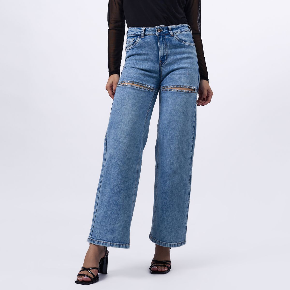 TAYSSIR - Jean Wide Leg Tiro Alto Mujer Tayssir