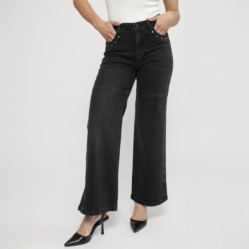 KANSAS - Jean Wide Leg Tiro Alto Mujer Kansas