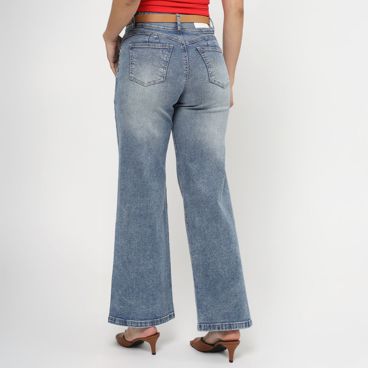 KANSAS - Jean Wide Leg Tiro Medio Mujer Kansas