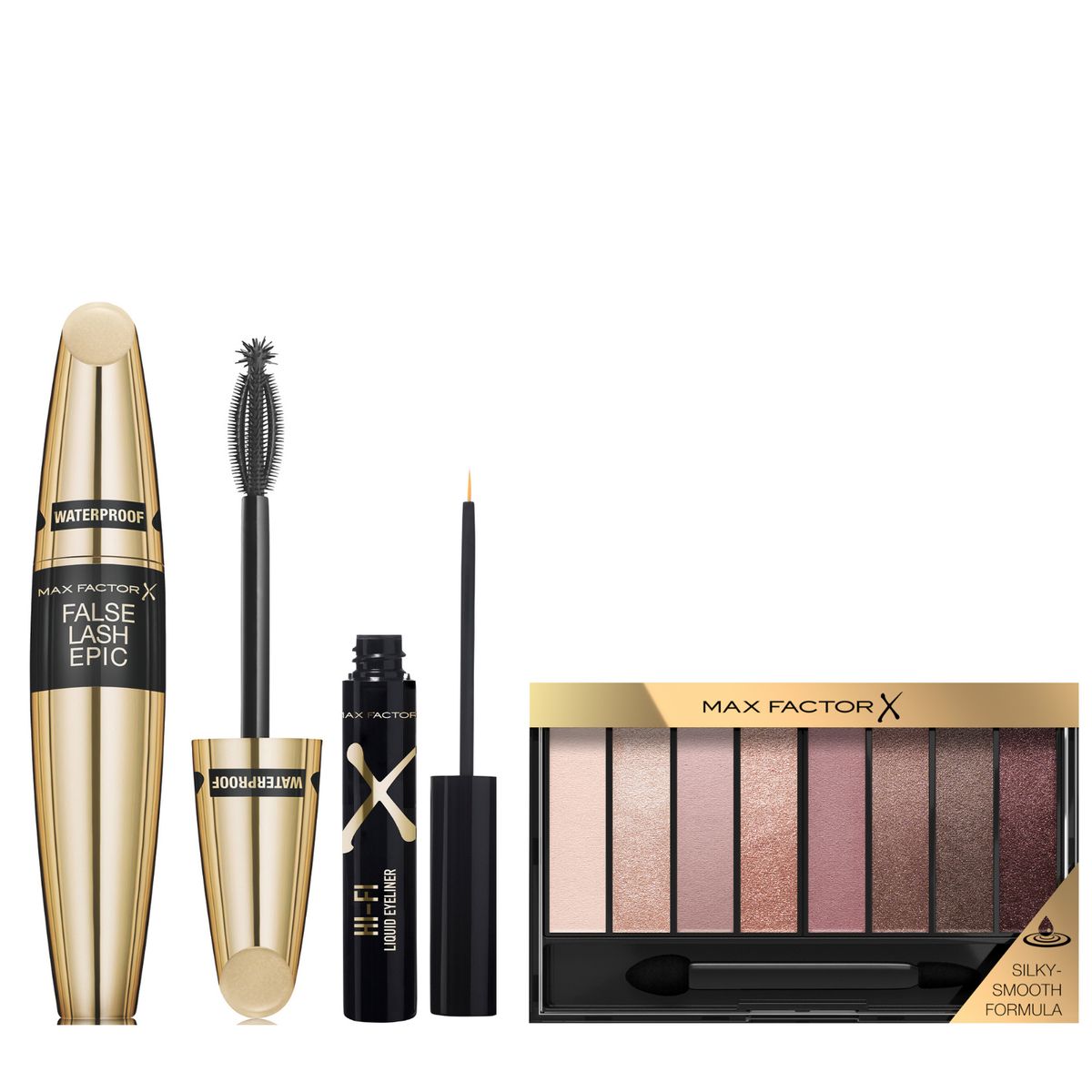 MAX FACTOR - Pack Sombras Masterpiece Rose + Máscara De Pestañas False Lash Epic Wp+ Delineador Hi Fi Negro