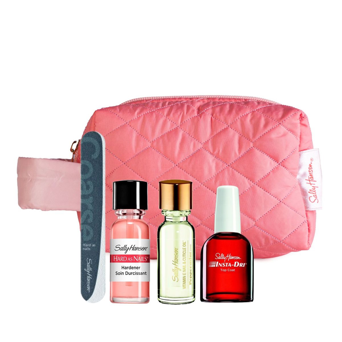 SALLY HANSEN - Pack Fortalecedor + Aceite Para Cutículas + Secado Rápido + Lima + Neceser