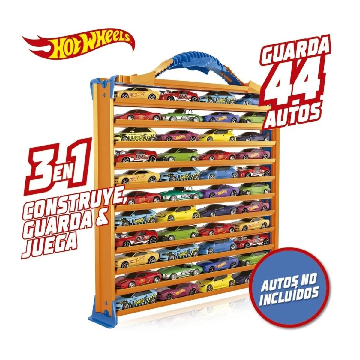 HOT WHEELS - Hot Wheels Pista Y Rack Guarda Autos 3 En 1