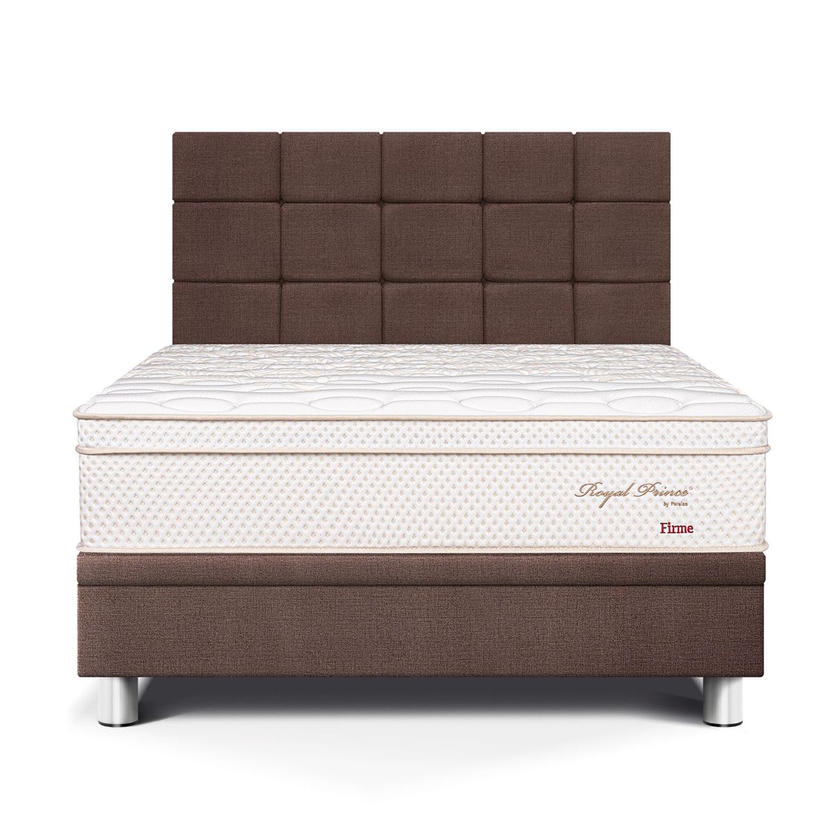 PARAISO - Dormitorio Boxet Royal Prince Firme Blocks Queen + 2 Almohadas Viscoelásticas