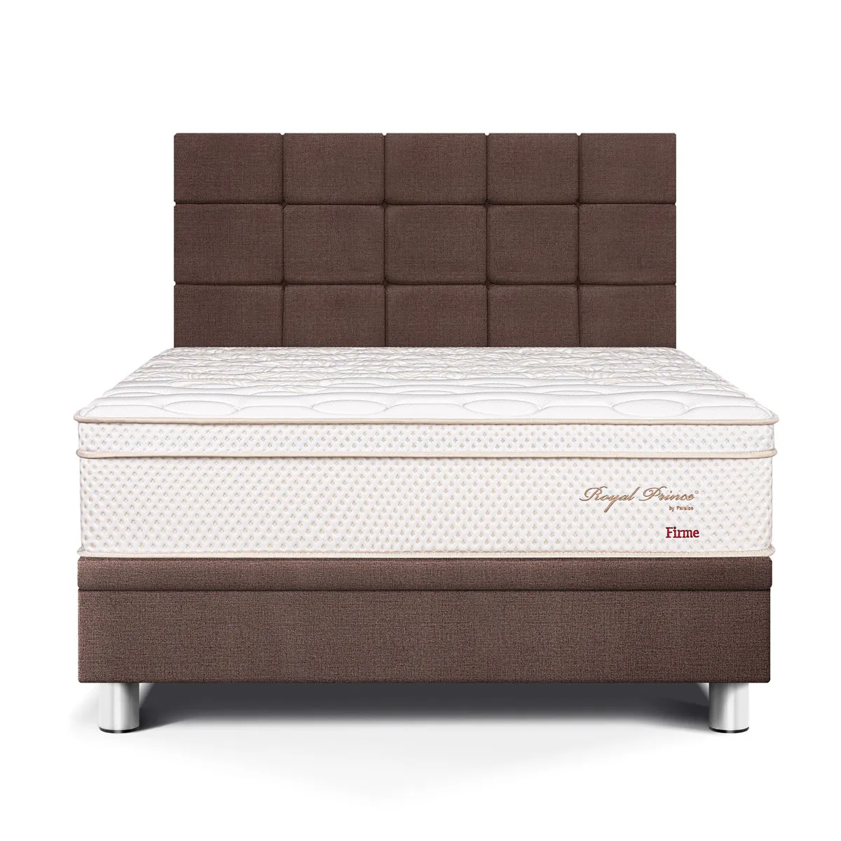 PARAISO - Dormitorio Boxet Royal Prince Firme Blocks Queen + 2 Almohadas Viscoelásticas