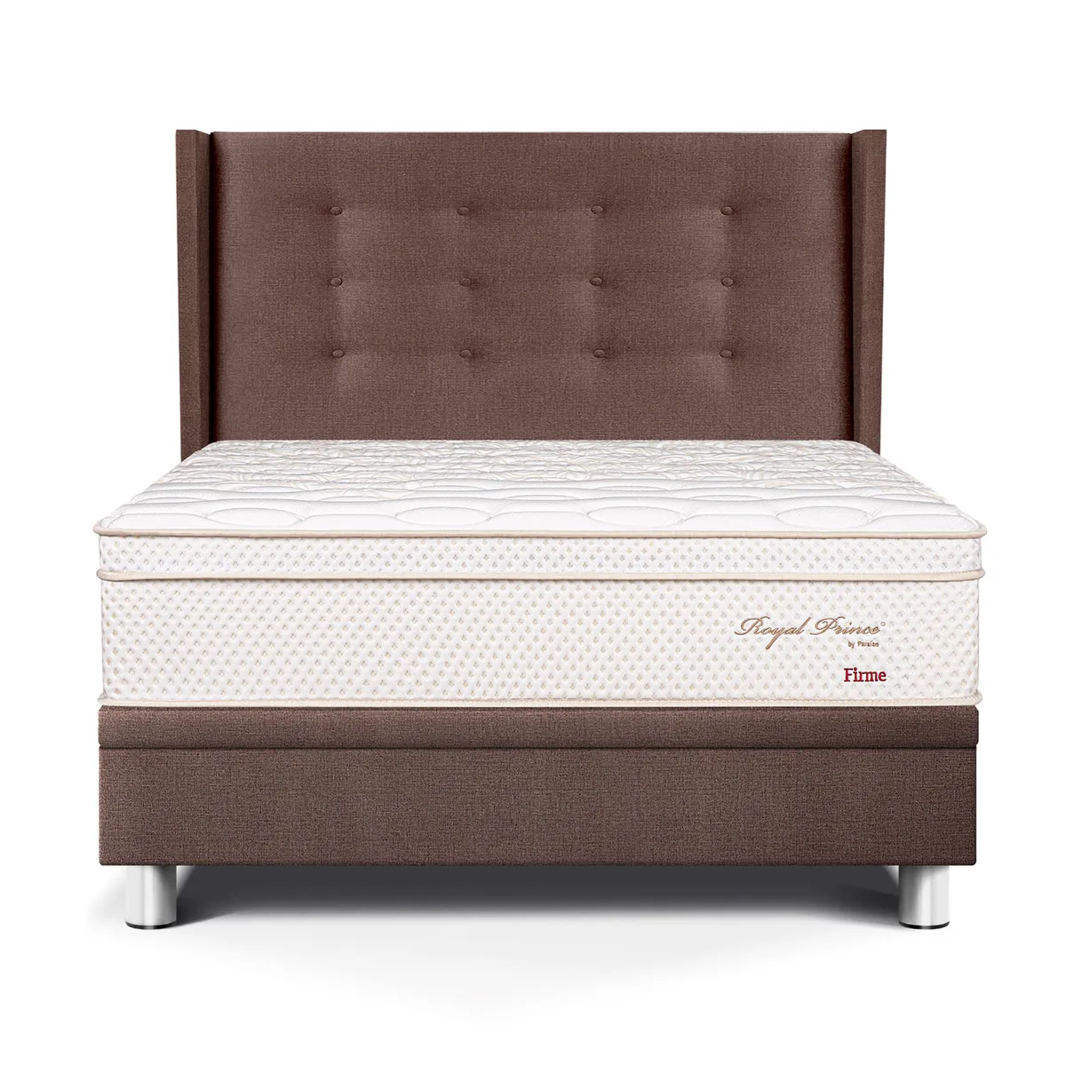 PARAISO - Dormitorio Boxet Gold Royal Prince Firme 1.5 Plz Chocolate + 1 Almohada Viscoelástica