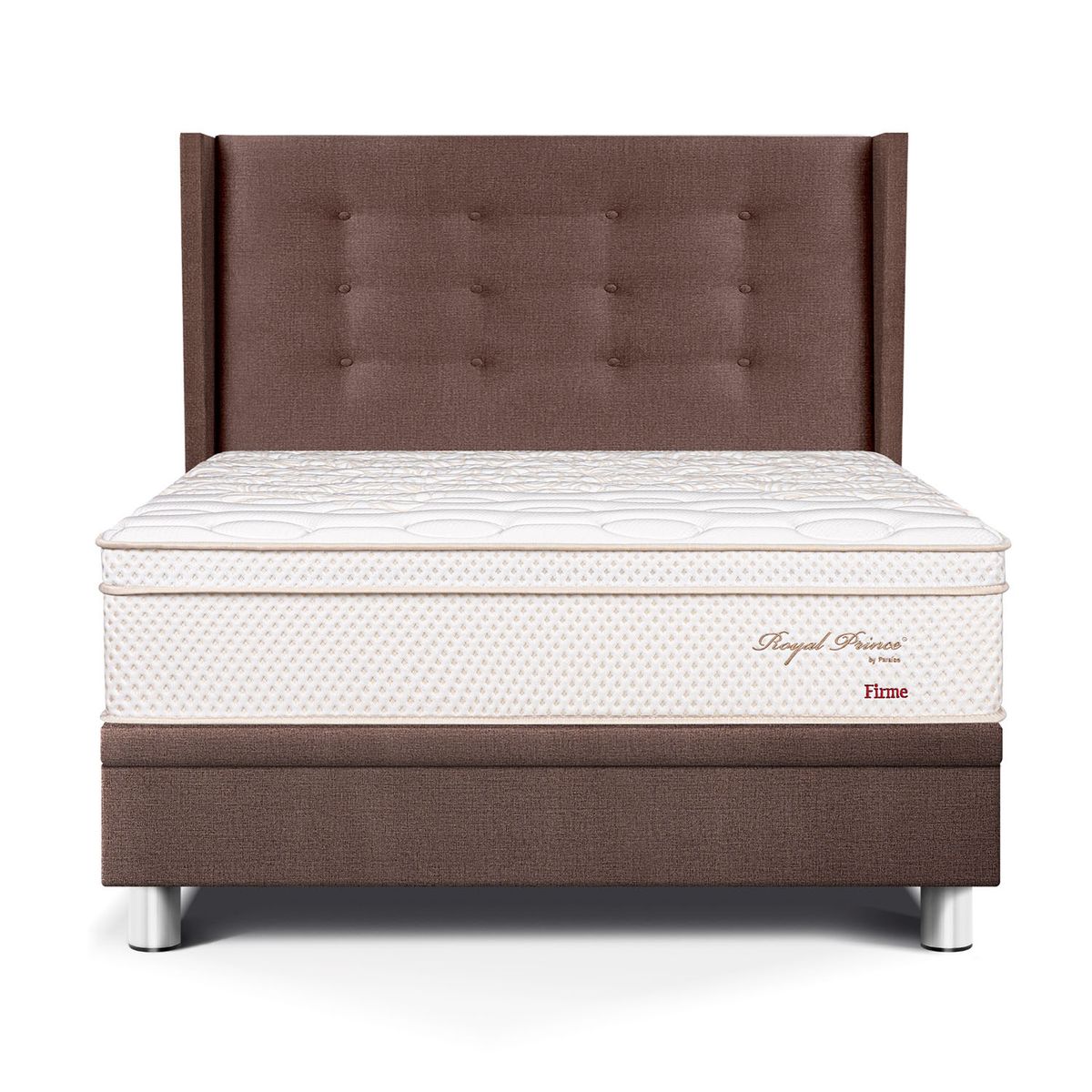 PARAISO - Dormitorio Boxet Gold Royal Prince Firme 1.5 Plz Chocolate + 1 Almohada Viscoelástica