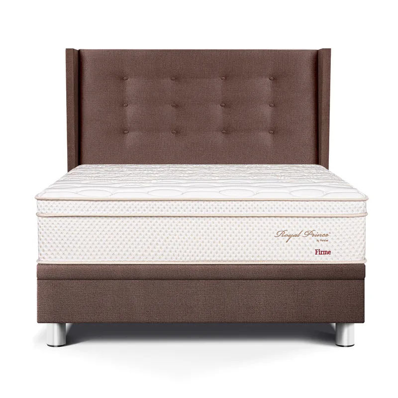 PARAISO - Dormitorio Boxet Gold Royal Prince Firme 1.5 Plz Chocolate + 1 Almohada Viscoelástica + 1 Protector