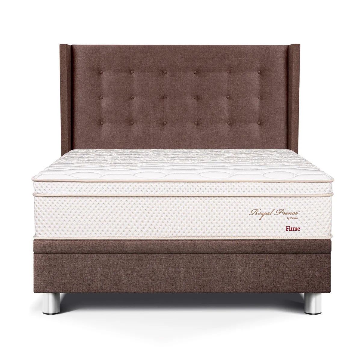 PARAISO - Dormitorio Boxet Royal Prince Firme Gold Queen + 2 Almohadas Viscoelásticas