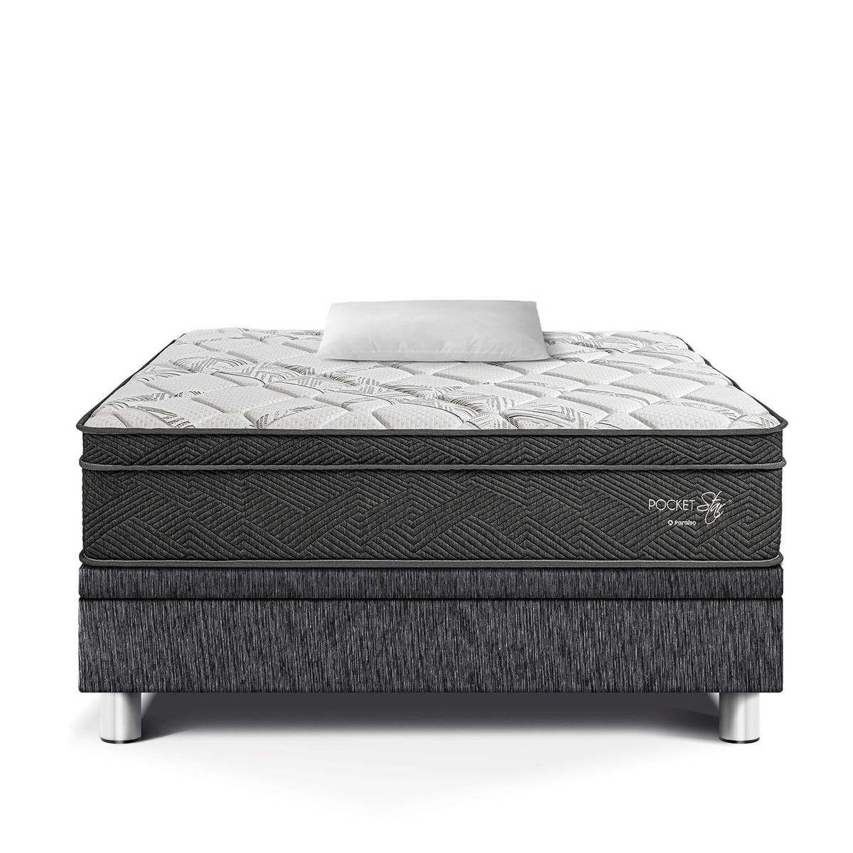 PARAISO - Cama Boxet Pocket Star 1.5 Plz + 1 Almohada + 1 Protector