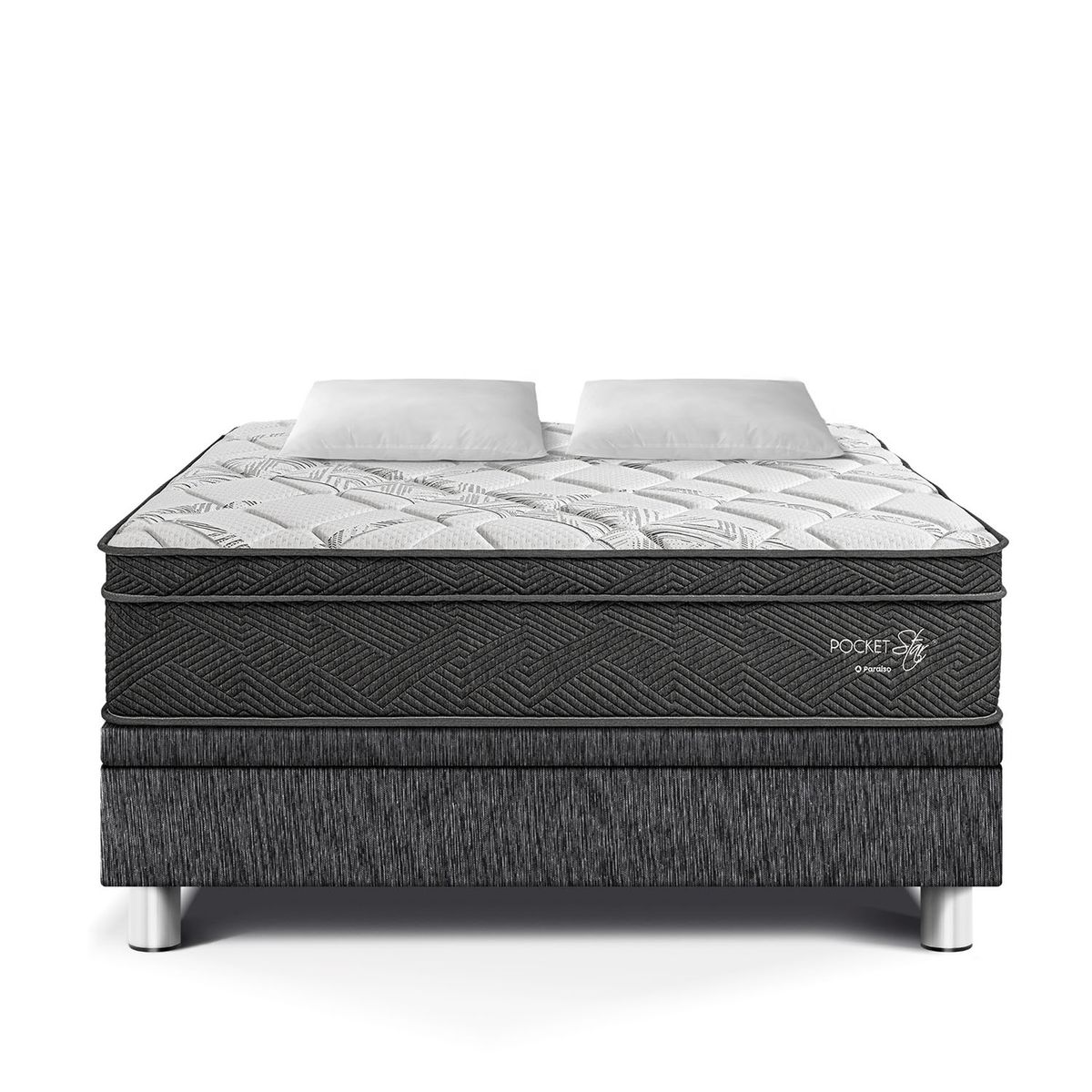 PARAISO - Cama Boxet Pocket Star 2 Plz + 2 Almohadas + 1 Protector