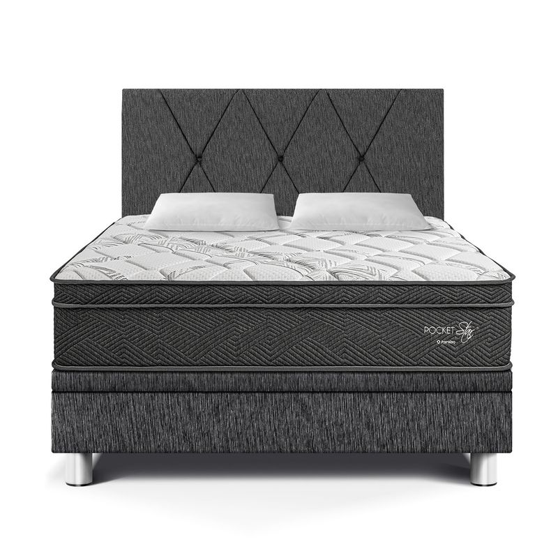 PARAISO - Dormitorio Boxet Pocket Star Loft 2 Plz + 2 Almohadas + 1 Protector