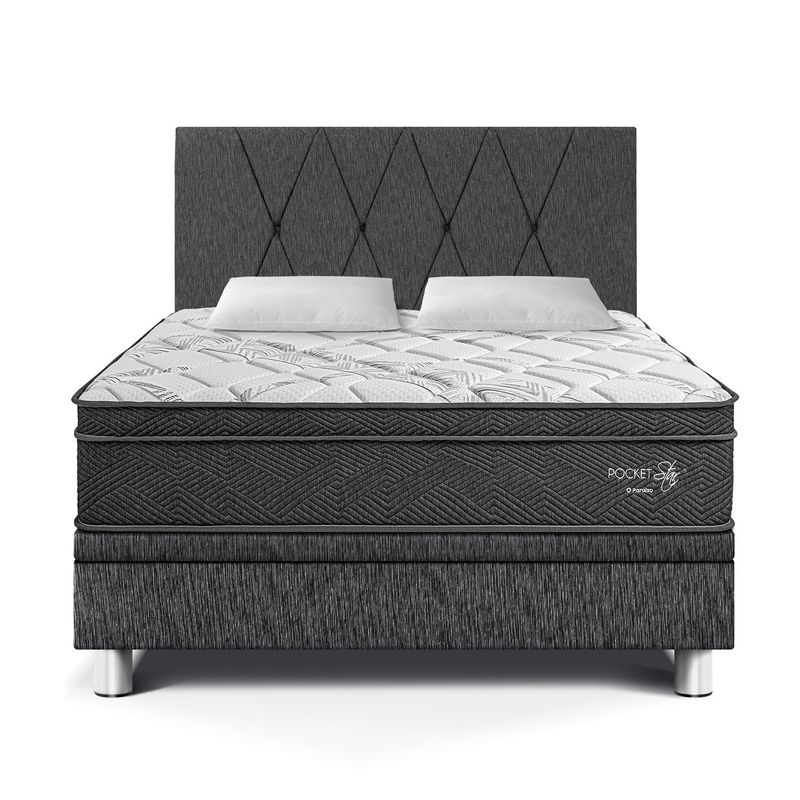 PARAISO - Dormitorio Boxet Pocket Star Loft Queen + 2 Almohadas + 1 Protector