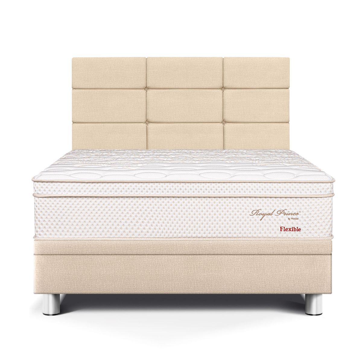 PARAISO - Dormitorio Boxet Blocks Royal Prince Flexible 1.5 Plz Champagne + 1 Almohada Viscoelástica