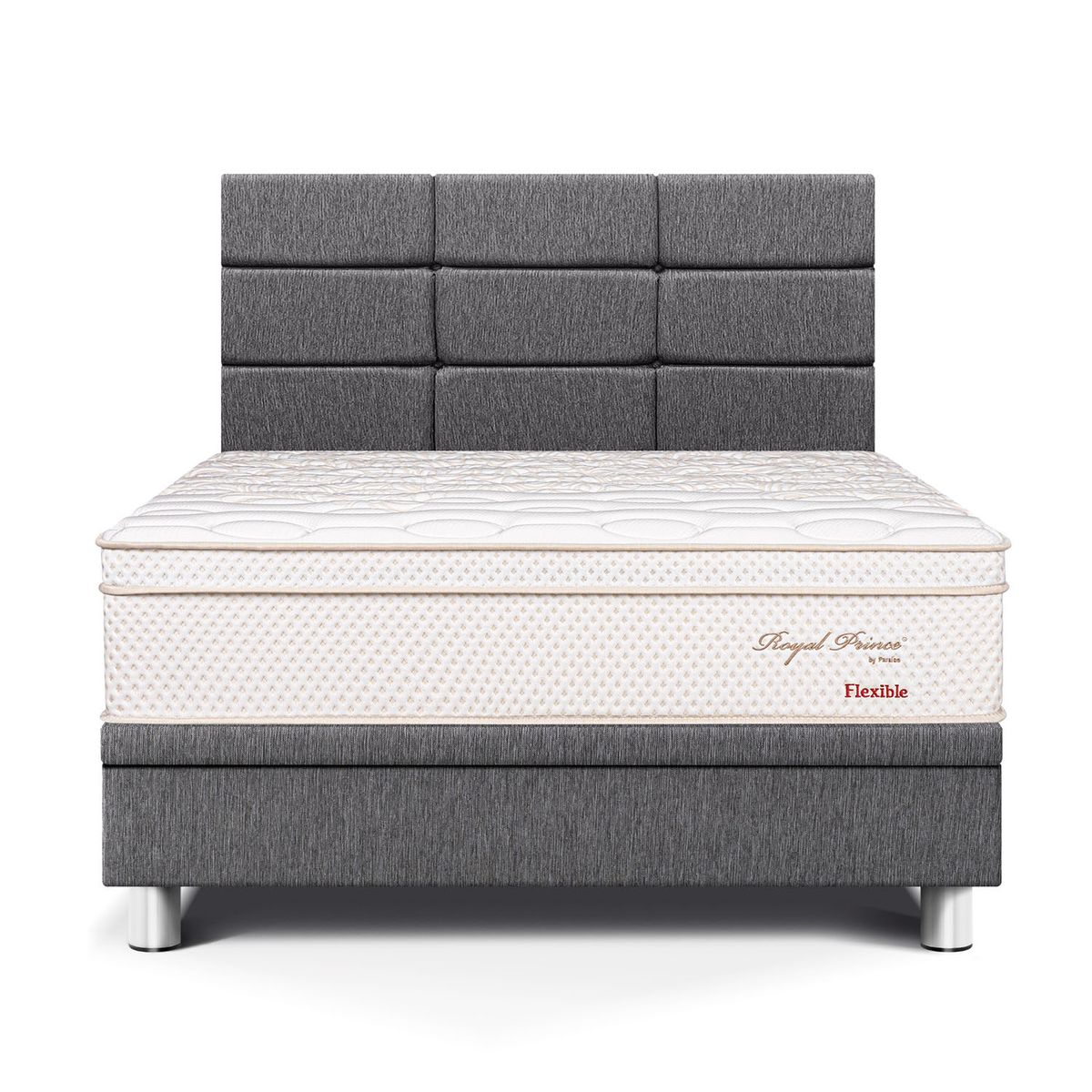 PARAISO - Dormitorio Boxet Blocks Royal Prince Flexible 1.5 Plz Gris + 1 Almohada Viscoelástica