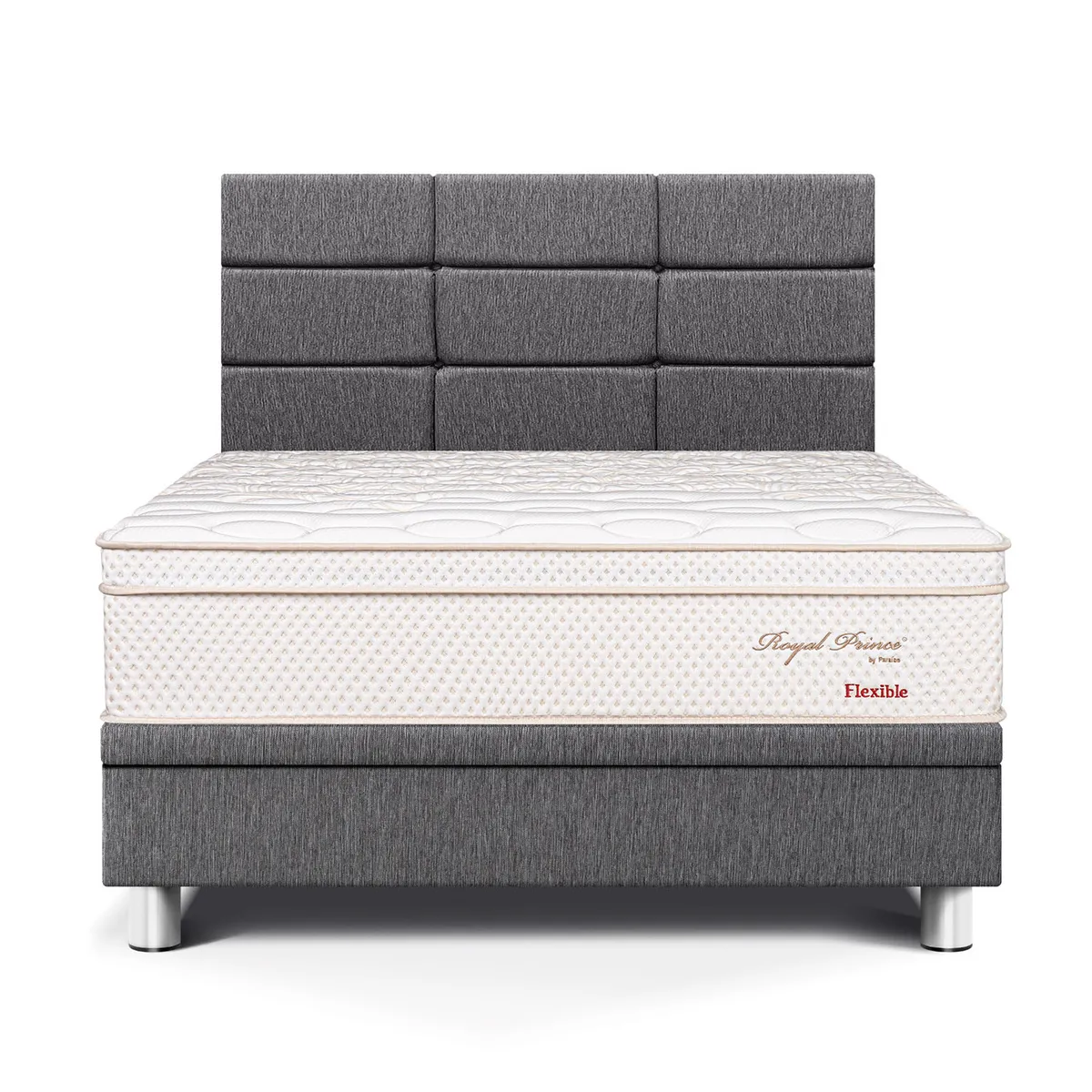 PARAISO - Dormitorio Boxet Blocks Royal Prince Flexible 1.5 Plz Gris + 1 Almohada Viscoelástica