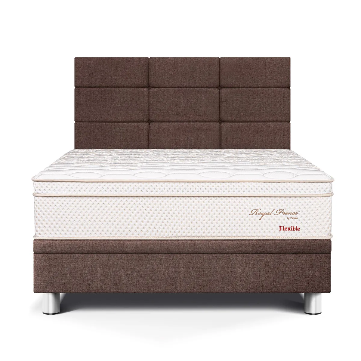 PARAISO - Dormitorio Boxet Blocks Royal Prince Flexible 1.5 Plz Chocolate + 1 Almohada Viscoelástica