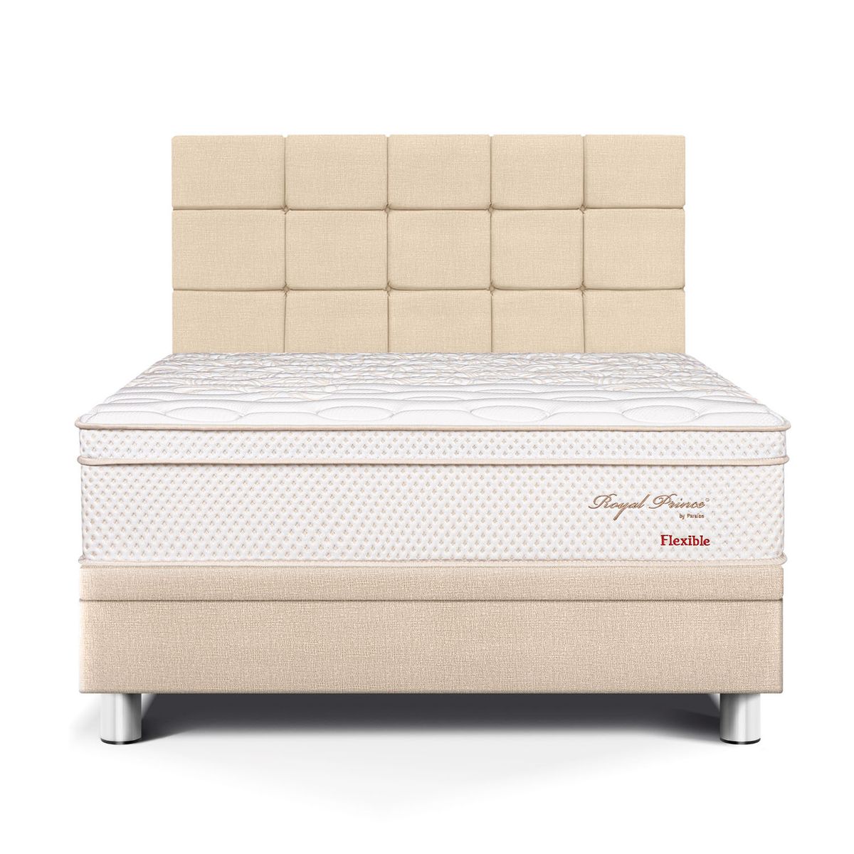 PARAISO - Dormitorio Boxet Royal Prince Flexible Blocks Queen + 2 Almohadas Viscoelásticas