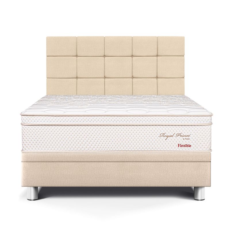 PARAISO - Dormitorio Boxet Royal Prince Flexible Blocks Queen + 2 Almohadas Viscoelásticas + 1 Protector