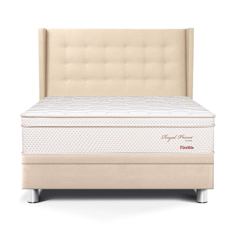 PARAISO - Dormitorio Boxet Royal Prince Flexible Gold Queen + 2 Almohadas Viscoelásticas + 1 Protector