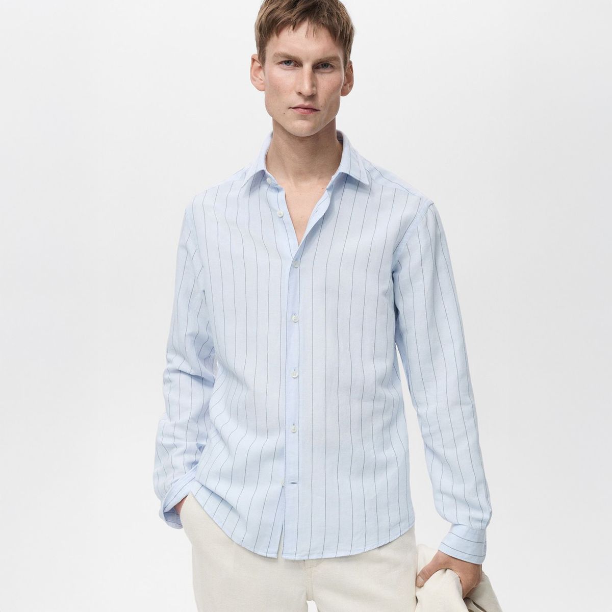 MANGO - Camisa Lino Casual Hombre Man