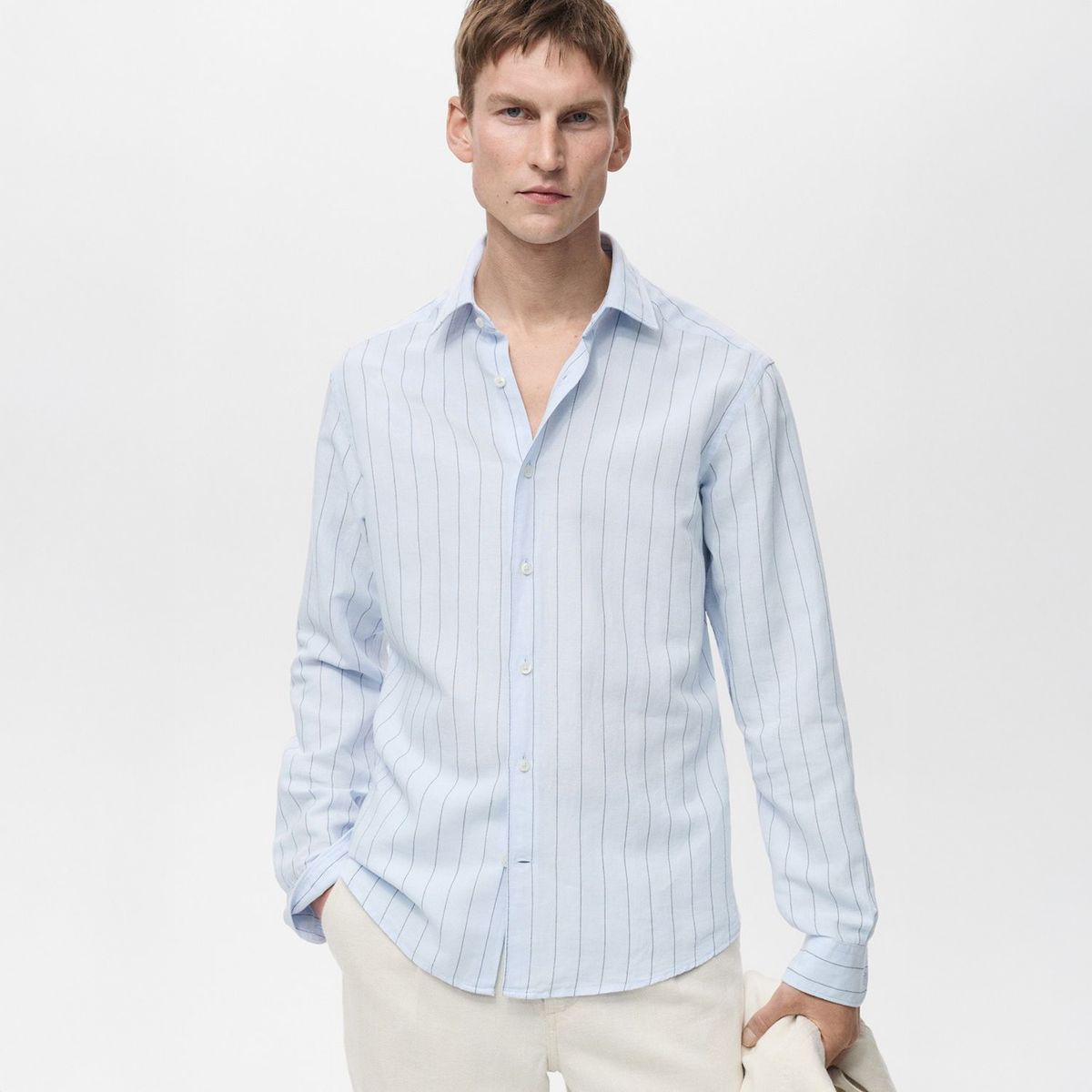 MANGO - Camisa Lino Casual Hombre Man