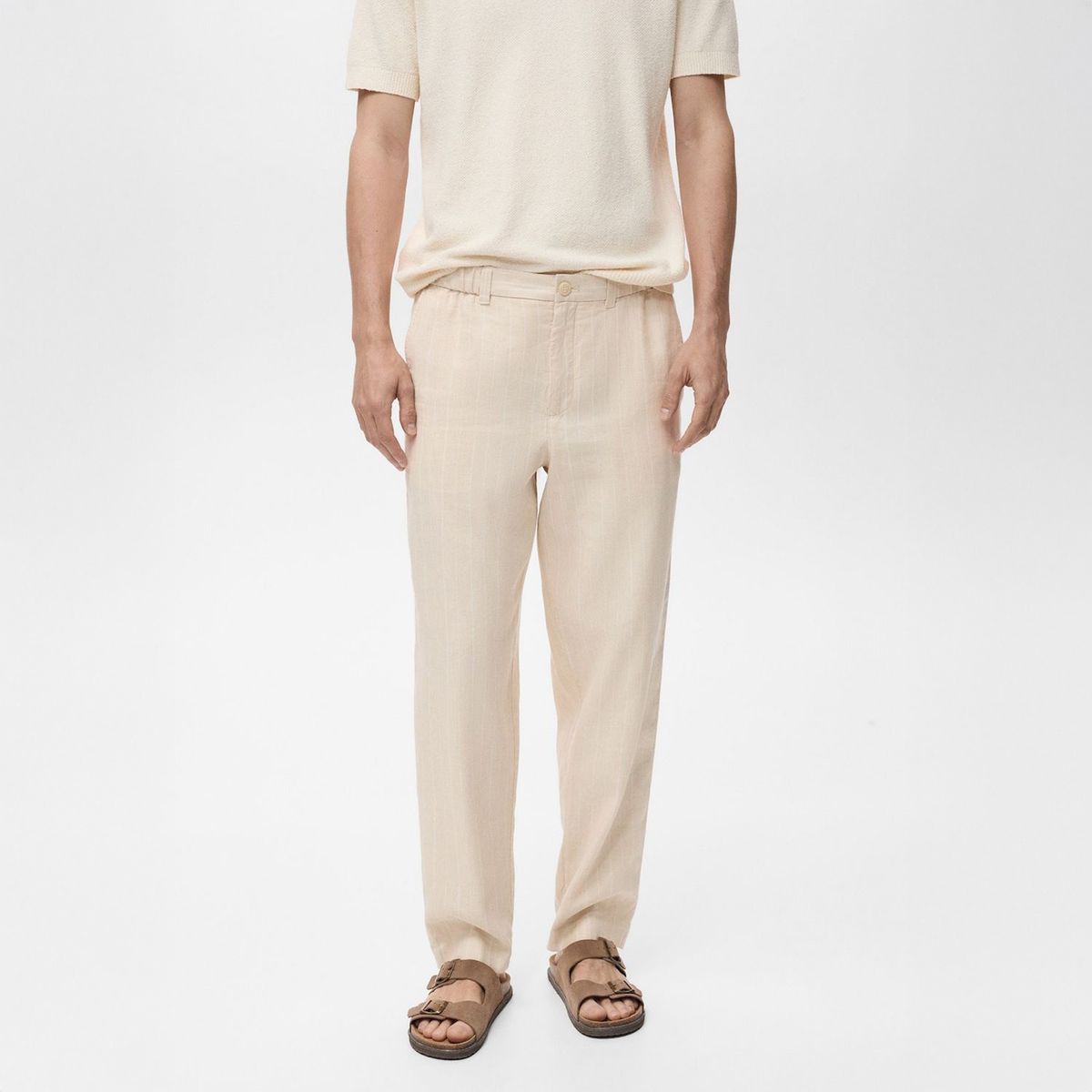 MANGO - Pantalón Lino Raya Diplomática