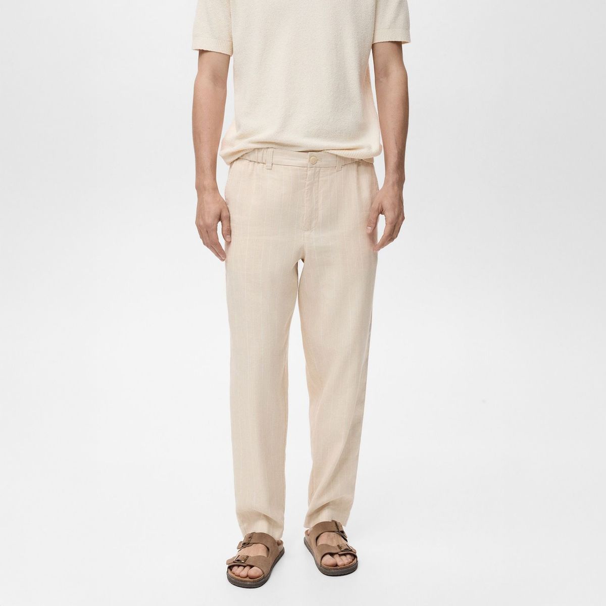 MANGO - Pantalón Lino Raya Diplomática