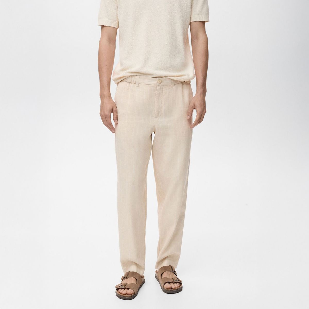 MANGO - Pantalón Lino Raya Diplomática