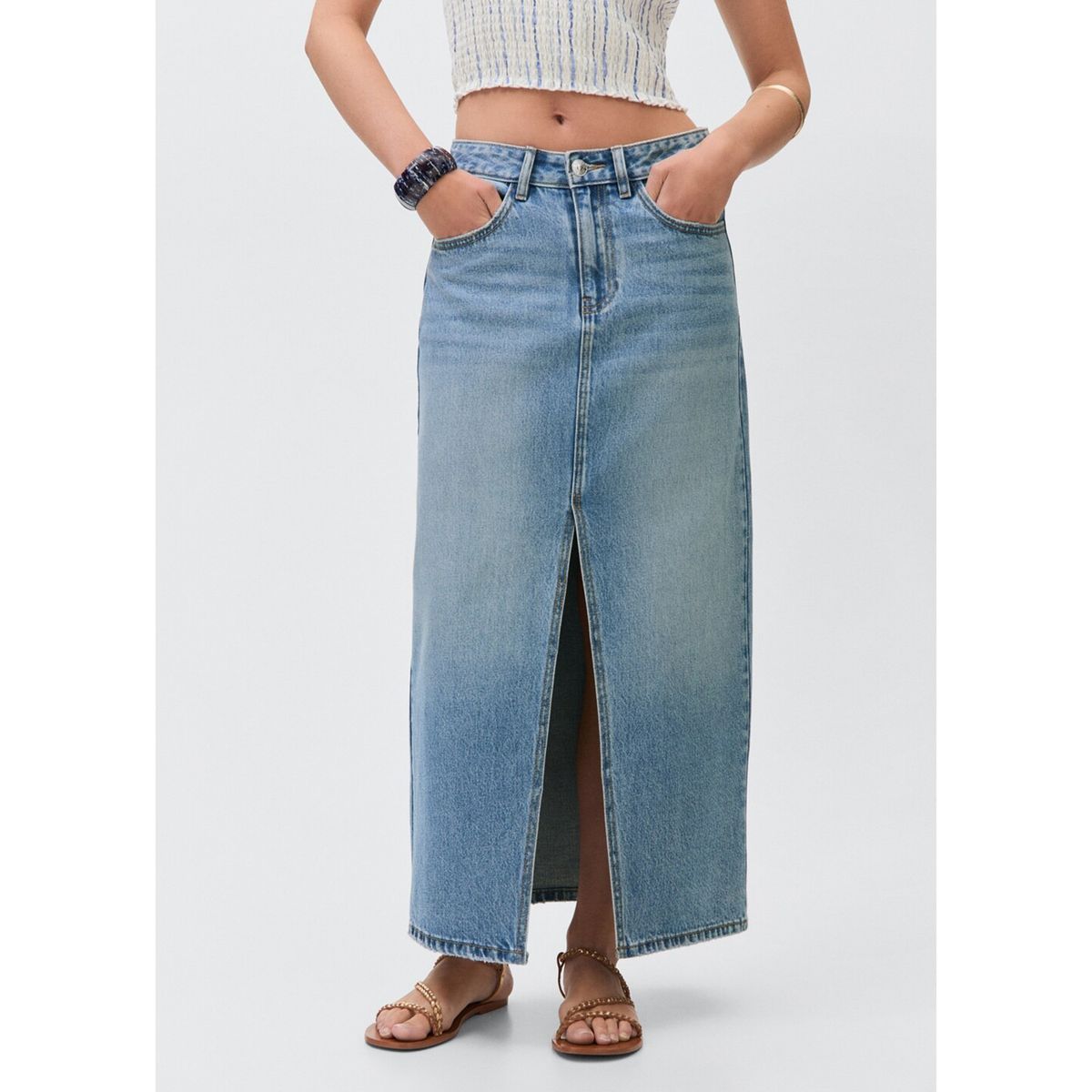 MANGO TEEN - Falda Larga 100% Algodón Mujer Mango Teen