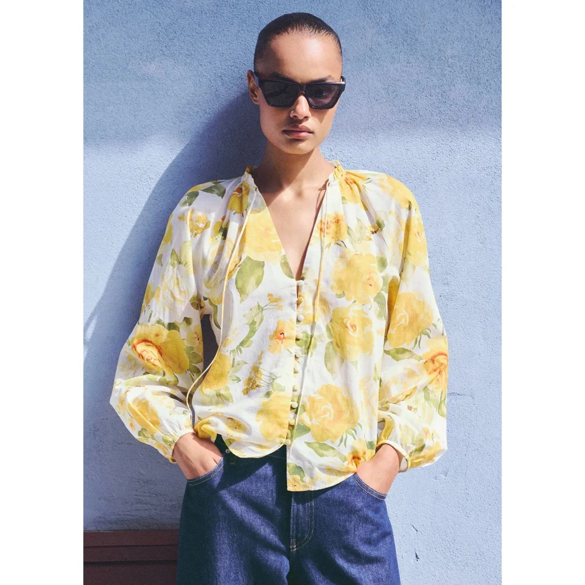 MANGO - Blusa Manga Larga Mujer Mango