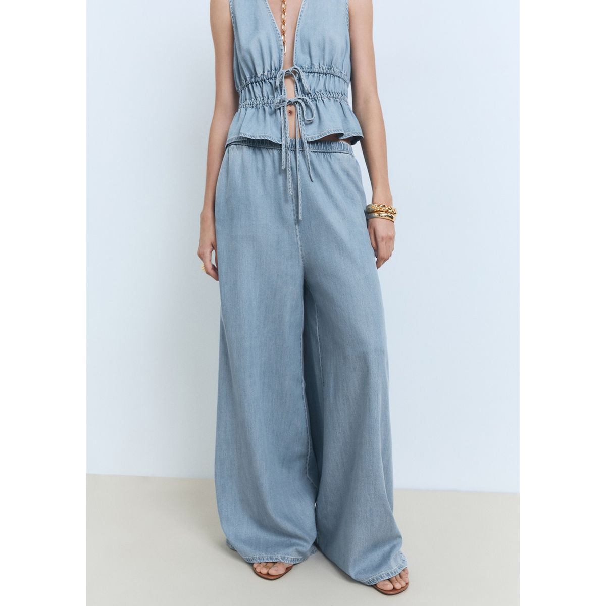 MANGO - Pantalón Palazzo Mujer Mango