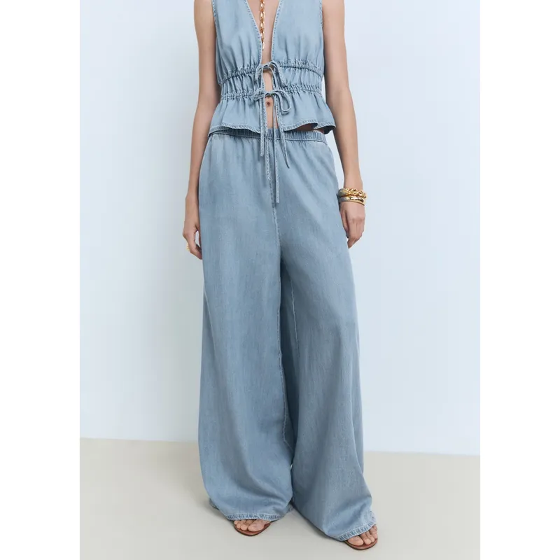 MANGO - Pantalón Palazzo Mujer Mango