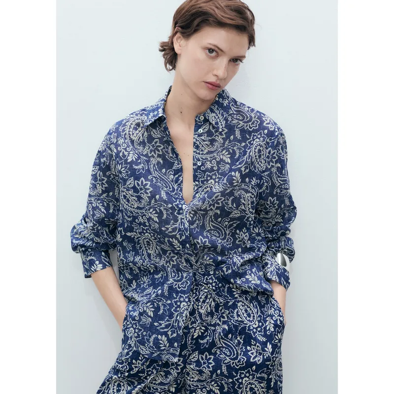 MANGO - Blusa 100% Algodón Mujer Mango