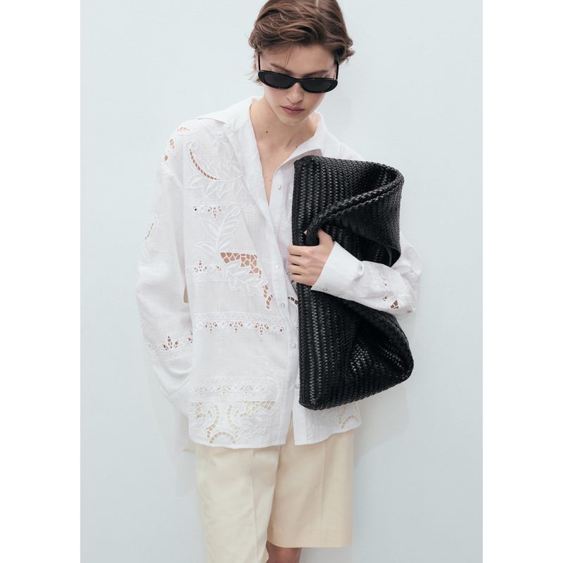 MANGO - Blusa 100% Algodón Mujer Mango