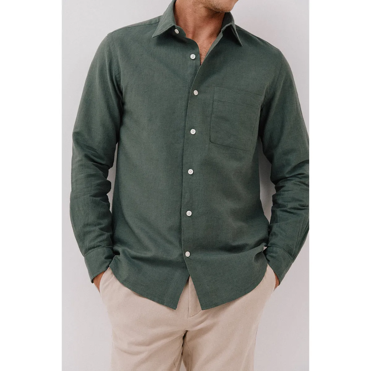 CORTEFIEL - Camisa Lino Casual Hombre Cortefiel