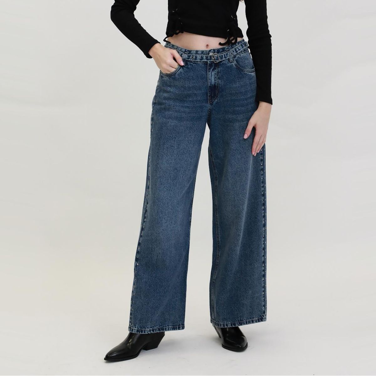 DENIMLAB - Jean Wide Leg Tiro Medio Mujer Denimlab