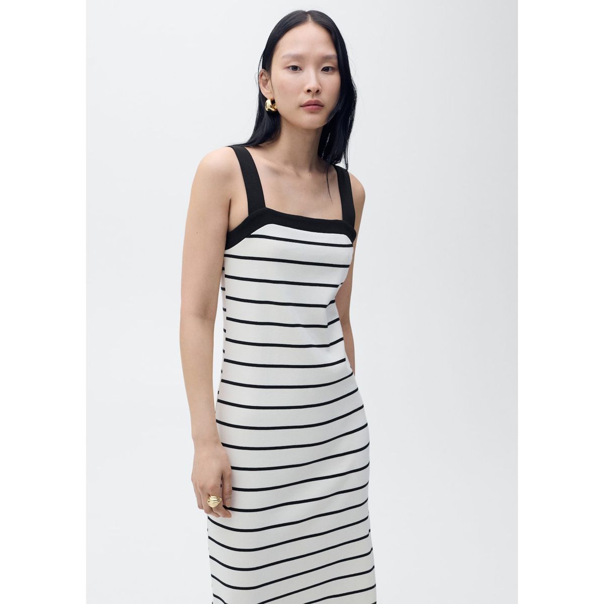 MANGO - Vestido Largo 100% Algodón Mujer Mango