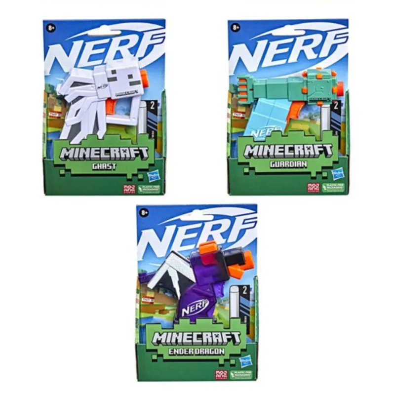 NERF - Lanzador Nerf Microshots Minecraft Palanca Recarga Surtido Incluye 1 Dardo