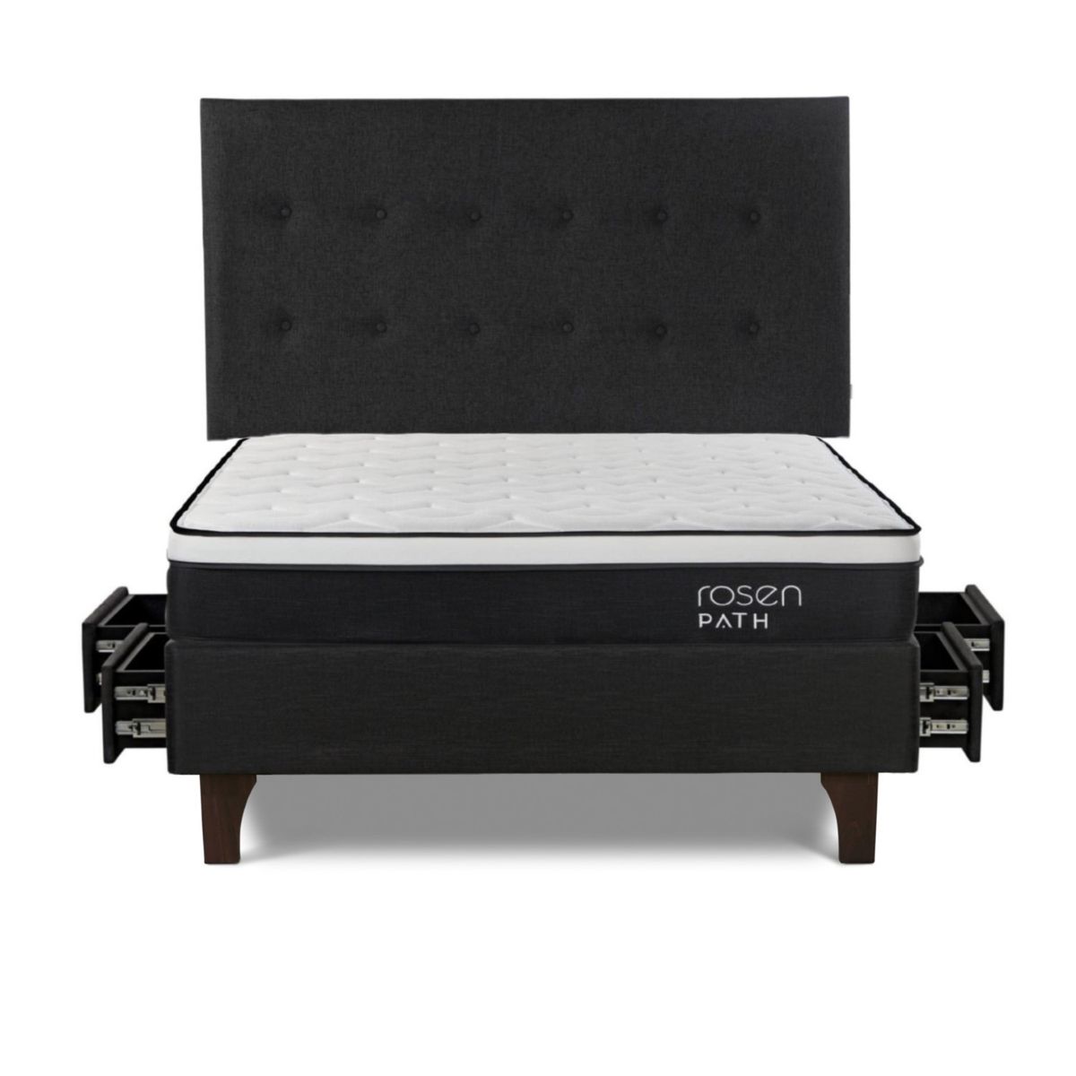 ROSEN - Dormitorio Con Cajones Path Grafito West Grafito 2 Plz + 2 Almohadas