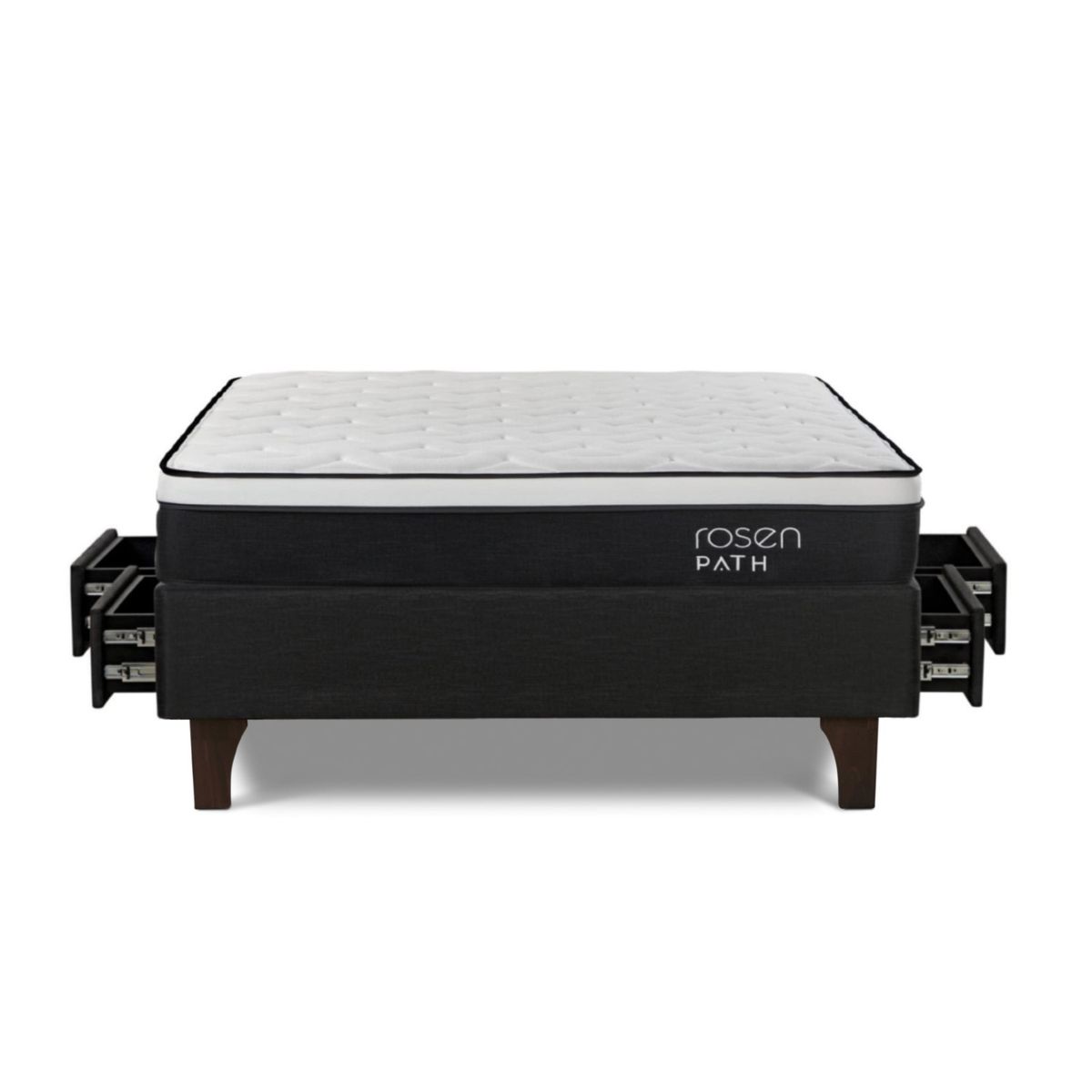 ROSEN - Dormitorio Con Cajones Path Grafito West Grafito 2 Plz + 2 Almohadas