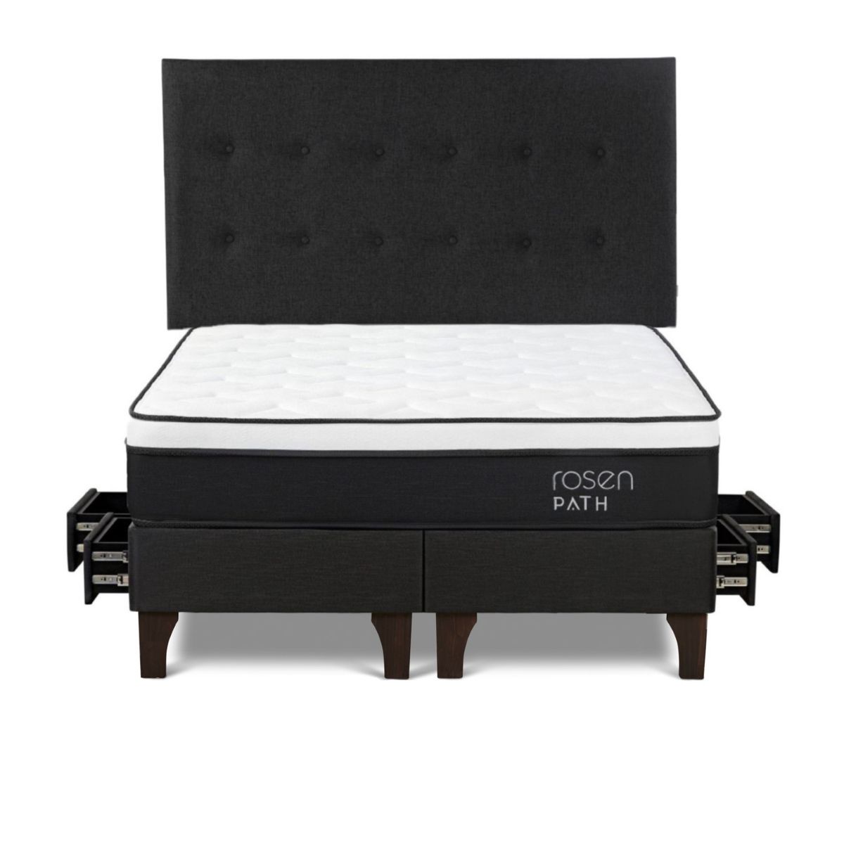 ROSEN - Dormitorio Con Cajones Path Grafito West Grafito Queen+ 2 Almohadas