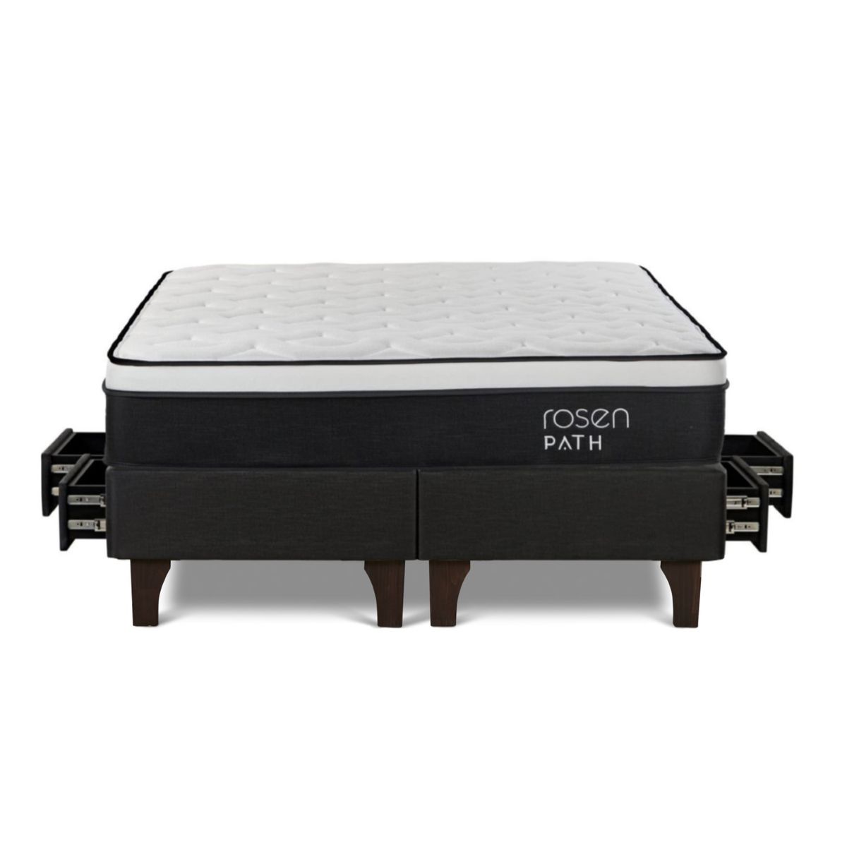 ROSEN - Dormitorio Con Cajones Path Grafito West Grafito Queen+ 2 Almohadas