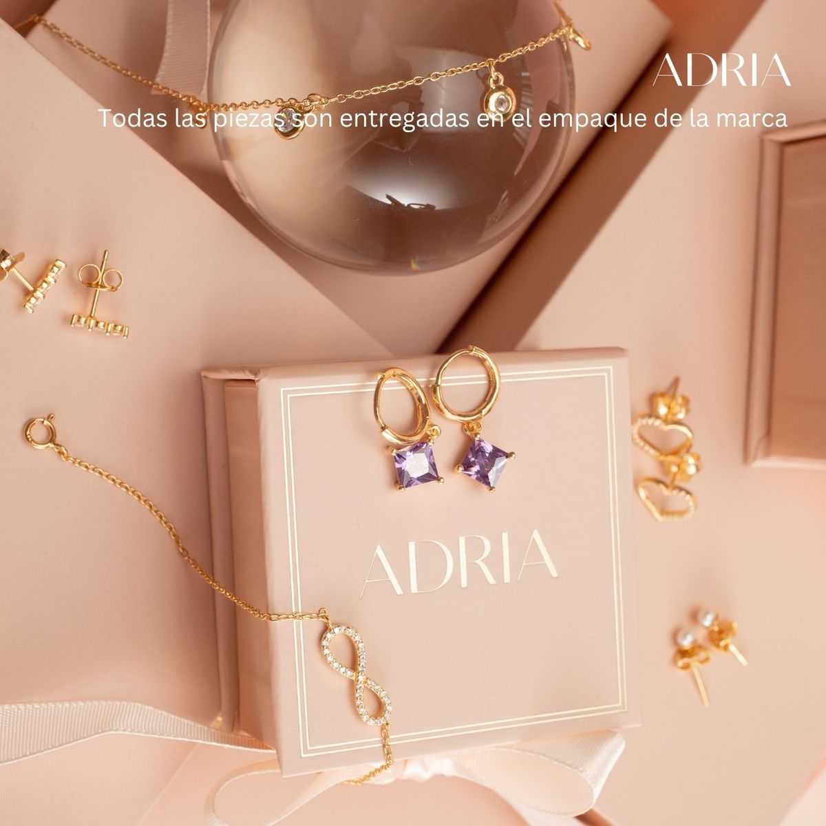 ADRIA - Aretes Claire Fucsia Plata
