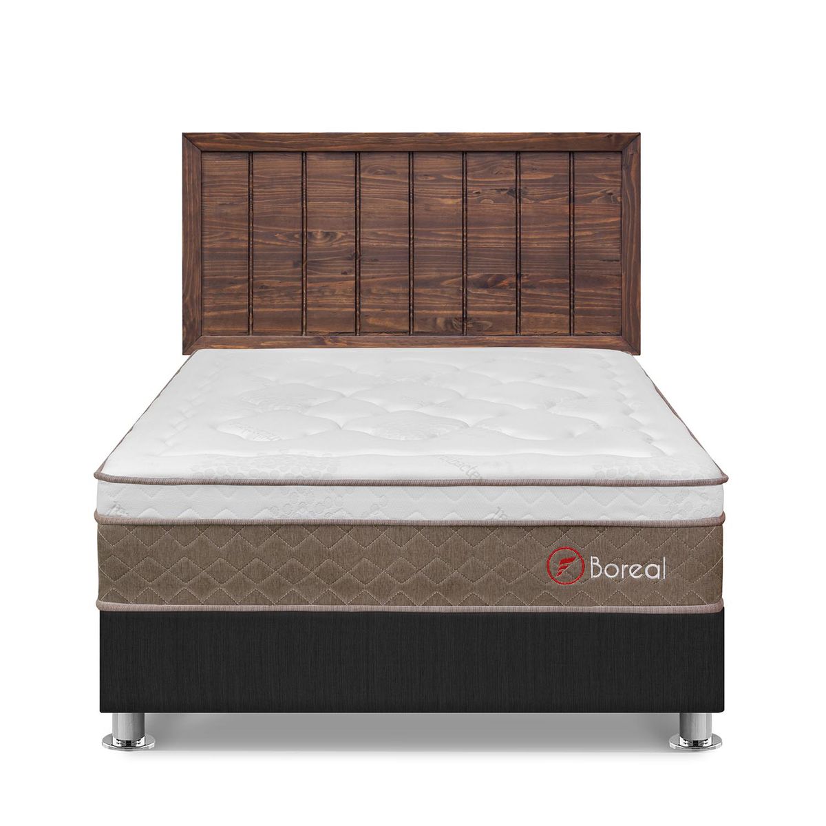 FORLI - Dormitorio Boreal 2 Plz Gris + Cabecera Catania Nogal