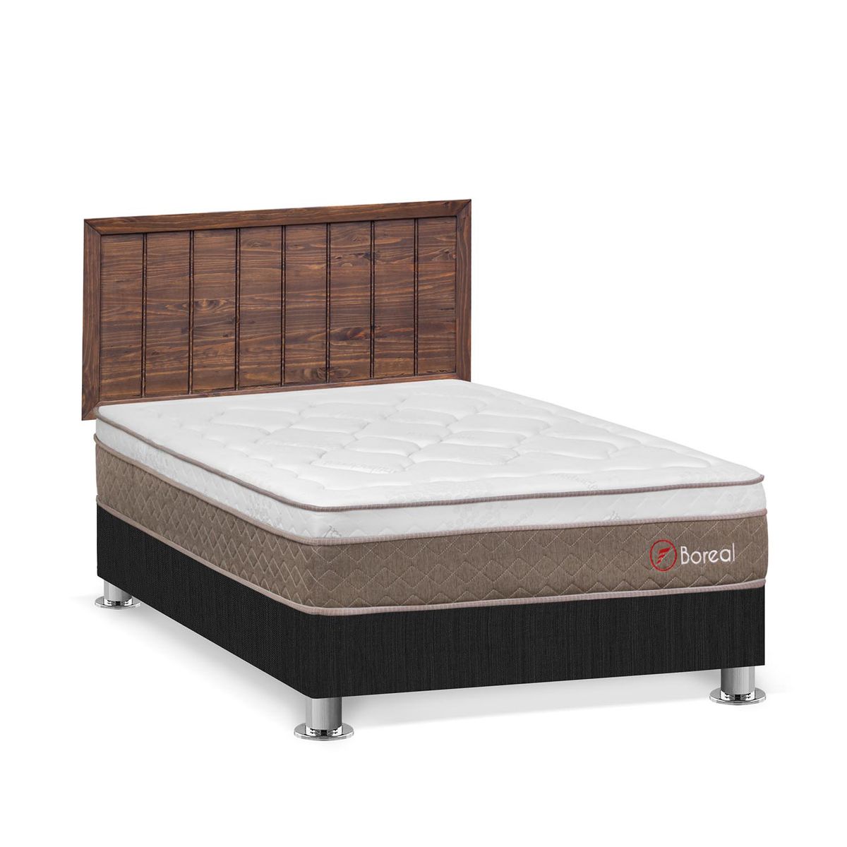 FORLI - Dormitorio Boreal 2 Plz Gris + Cabecera Catania Nogal