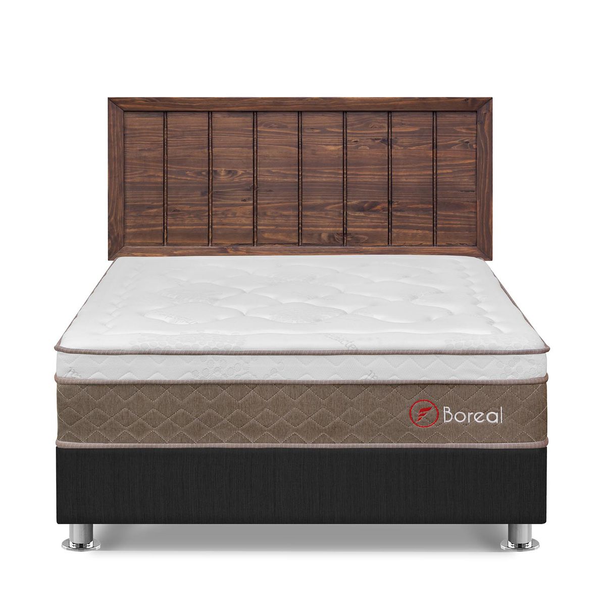 FORLI - Dormitorio Boreal Queen Gris + Cabecera Catania Nogal