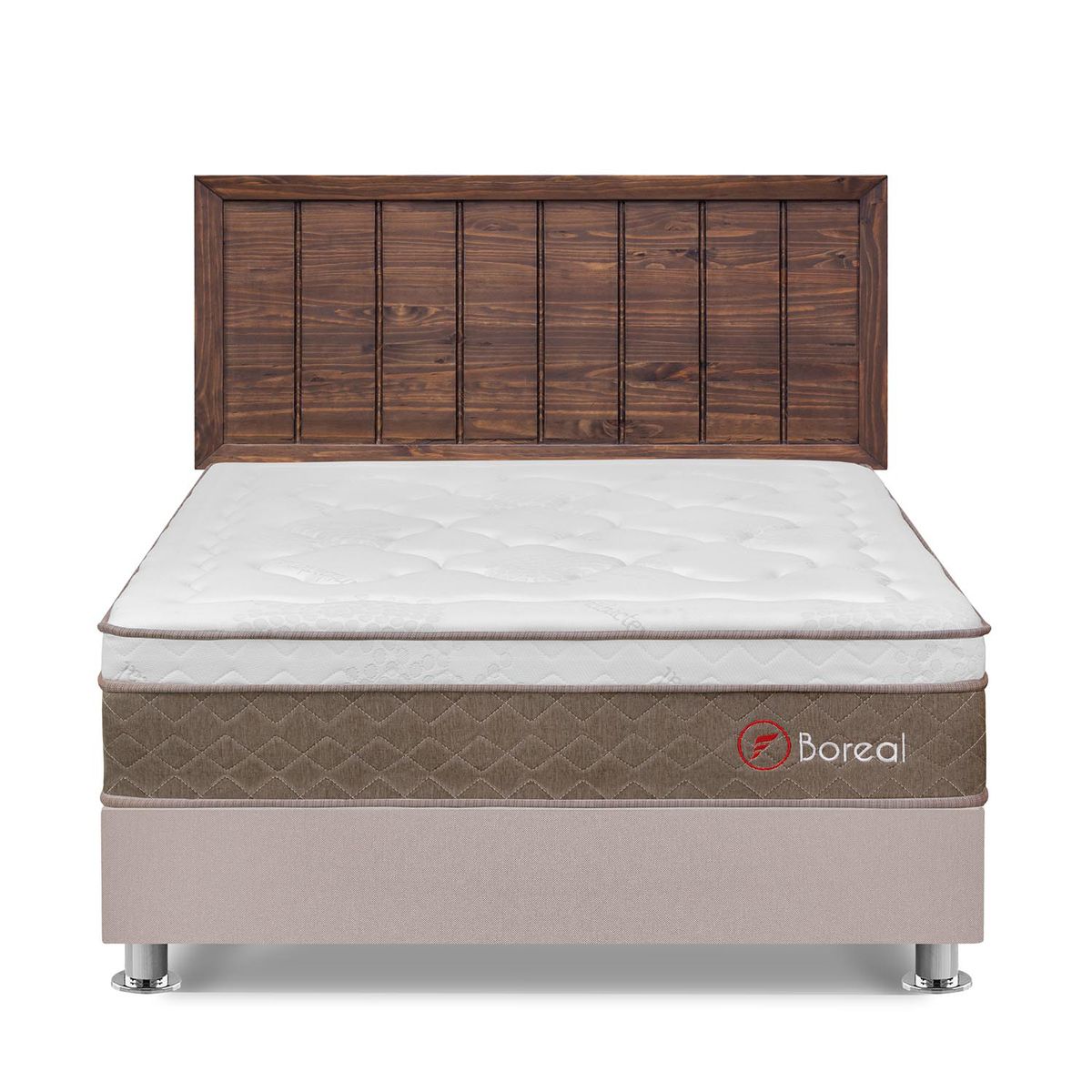 FORLI - Dormitorio Boreal Queen Beige + Cabecera Catania Nogal