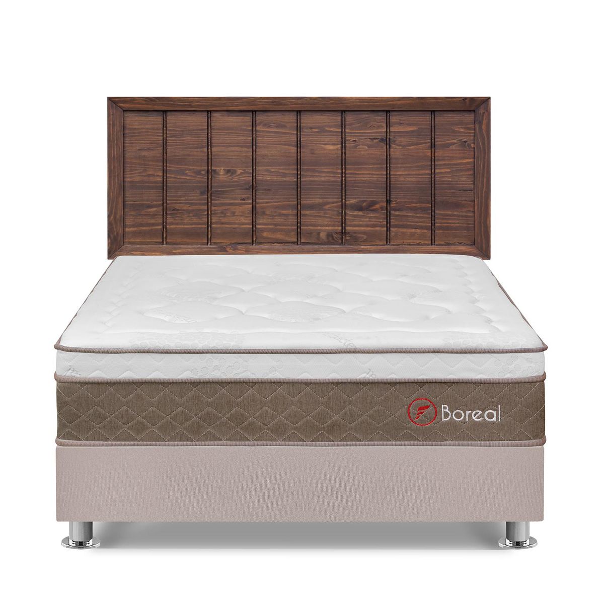 FORLI - Dormitorio Boreal Queen Beige + Cabecera Catania Nogal