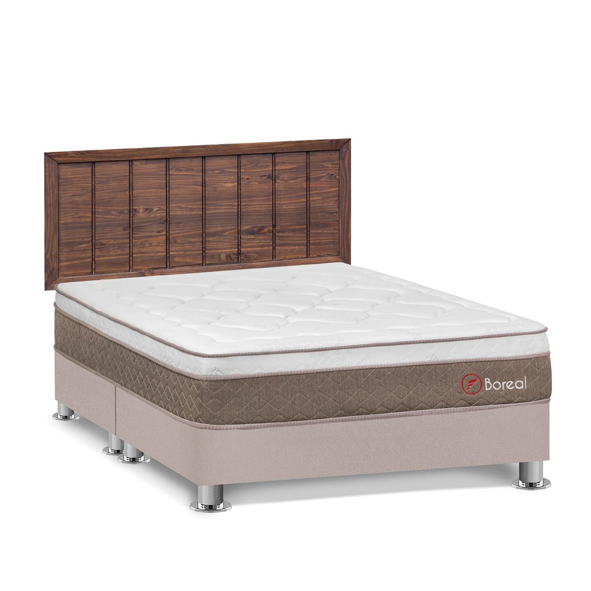 FORLI - Dormitorio Boreal Queen Beige + Cabecera Catania Nogal
